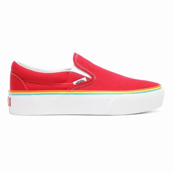 Damske Tenisky Na Platforme Vans Rainbow Foxing Classic Slip-On Viacfarebný Hnede Červené/Biele VA97UBFYC
